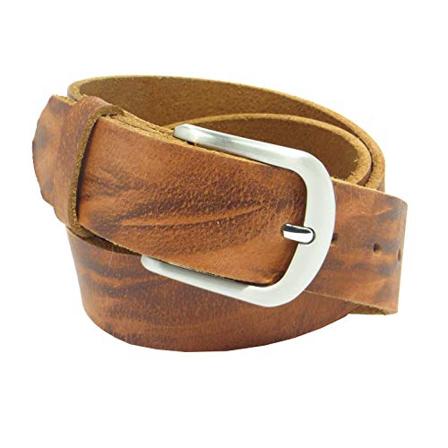 brauner Ledergürtel 4 cm breit Büffelleder aus eigener Fertigung (85) von Chrissys-in