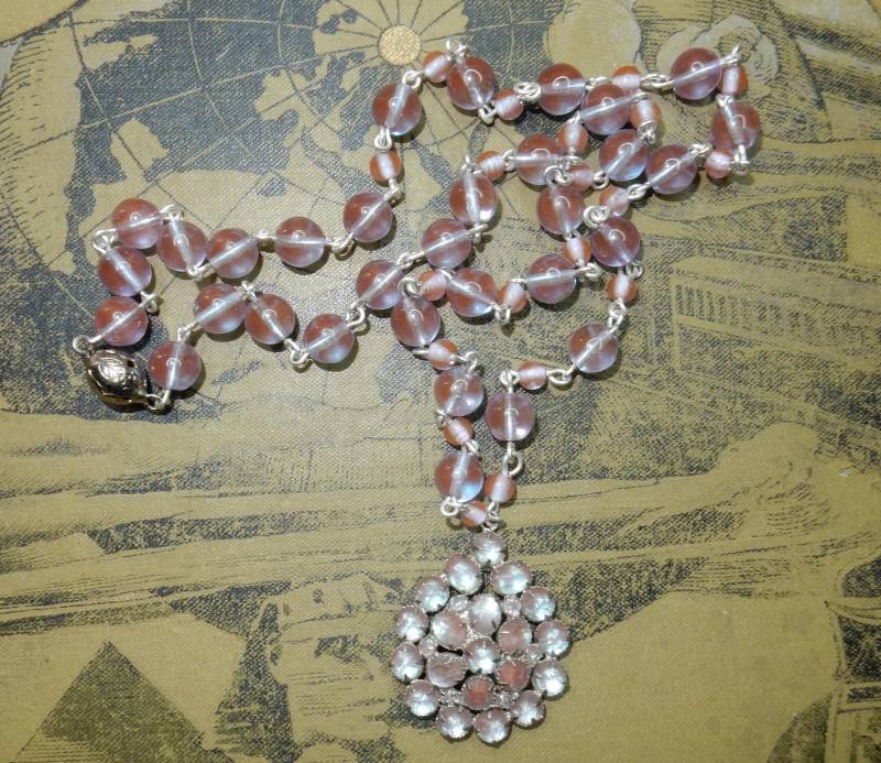 Antikes Saphiret Glas Selten Geschliffene Halskette Perlen 1900Er Jahre サフィレット von KolonialRD