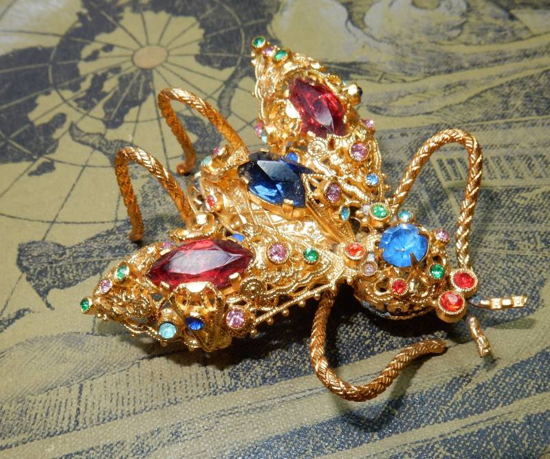 Vintage Brosche Messing Glas 1930Er Jahre Käfer Bug Fliege Selten Vintage Brosche Messing Glas 1930Er Jahre Käfer Bug Fliege Selten von KolonialRD