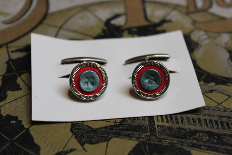 Vintage Cufflink Vernickelte Messing Perlen-Lupit Kunst Deko Neuen Alten Stock Nos von KolonialRD