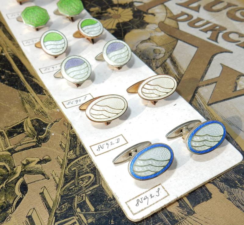 Vintage Emaille Manschettenknöpfe Messing Art Deco Lot Cuf.lot03 von KolonialRD