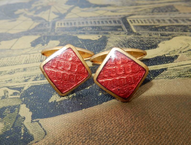 Vintage Emaille Manschettenknopf Messing Artdeco von KolonialRD