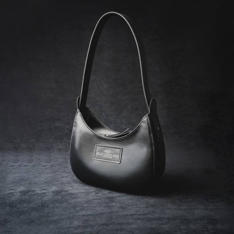 Schwarze Halbmond Tasche, Arc De Triomphe Echtes Leder, Kleine Runde Unterarmtasche, Lässige Frauen Hobo Handtasche von KolosLeather