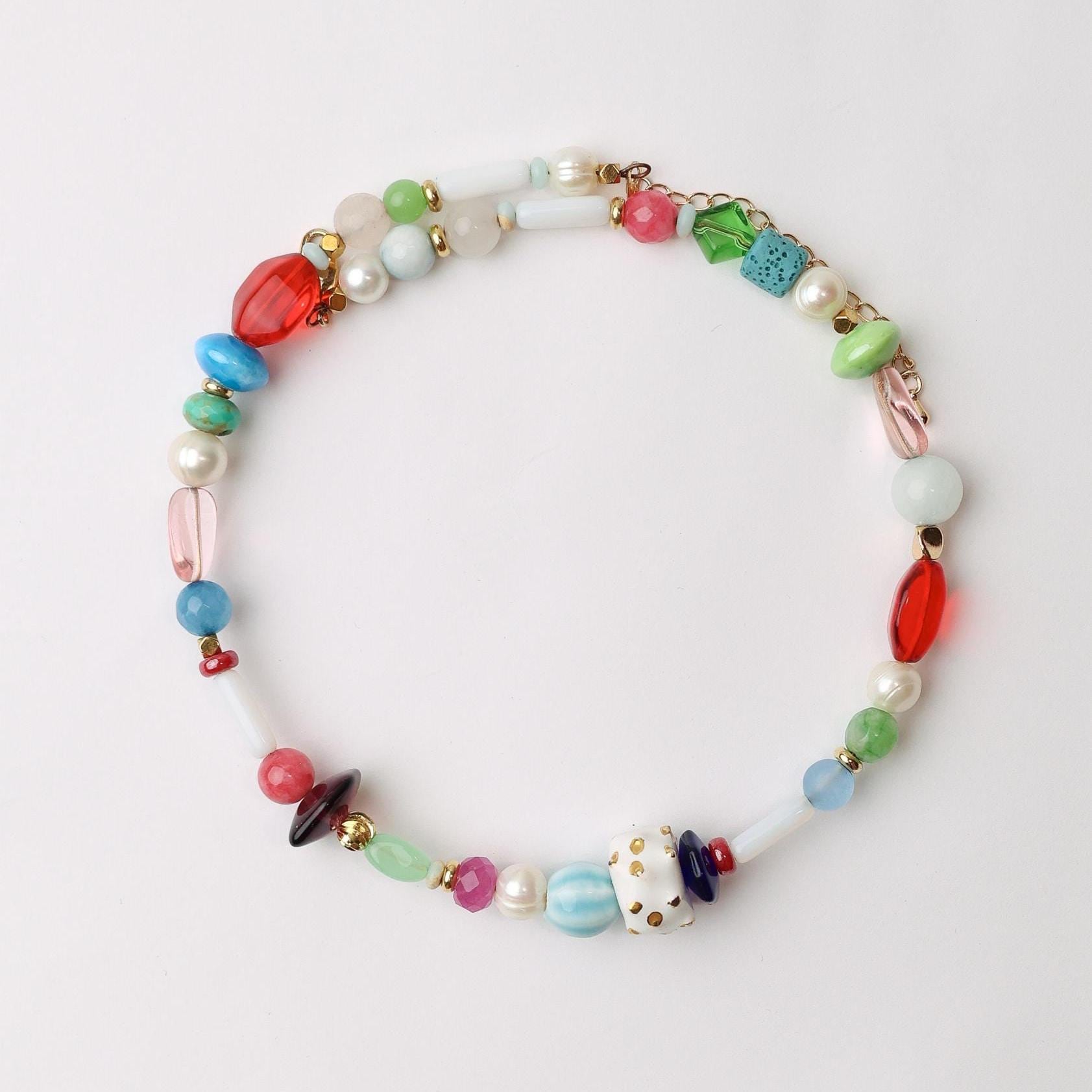 Colorful Gemstone & Ceramic Bead Necklace Colorful Gemstone & Ceramic Bead Necklace von Koloserca