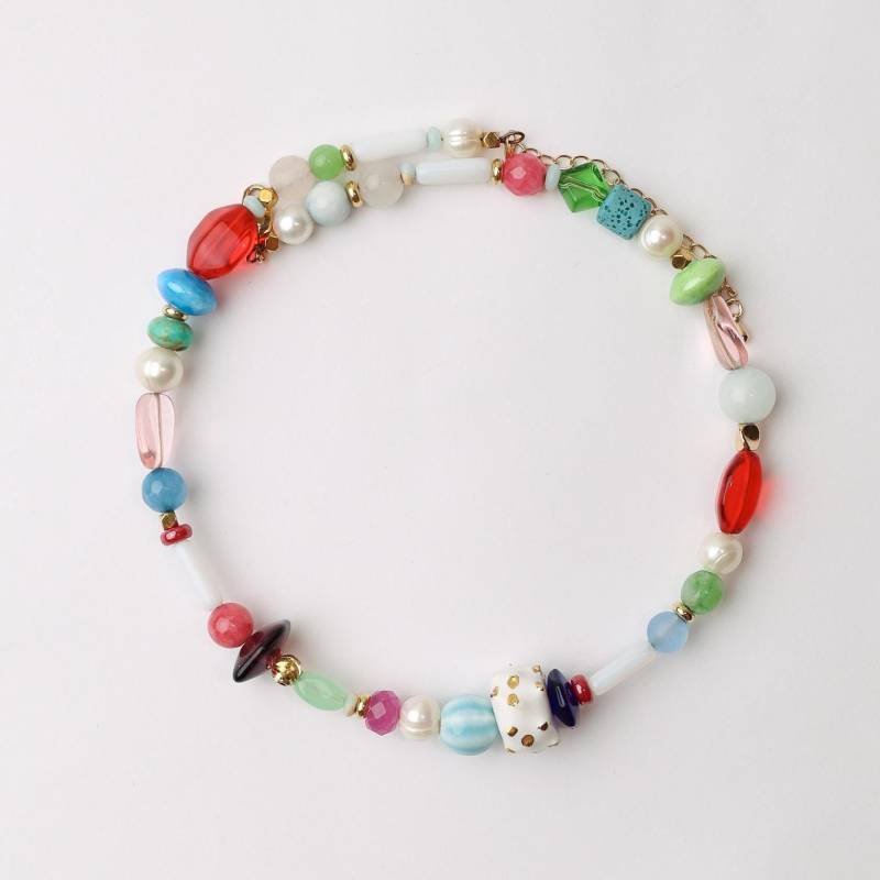 Colorful Gemstone & Ceramic Bead Necklace Colorful Gemstone & Ceramic Bead Necklace von Koloserca
