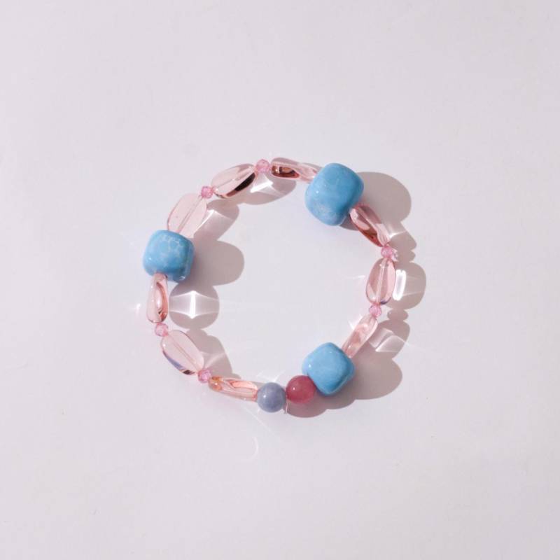 Pink Blue Beaded Stretch Bracelet Pink Blue Beaded Stretch Bracelet von Koloserca