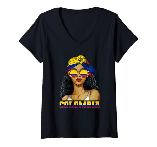 Damen Kolumbien Kolumbianer Frau T-Shirt mit V-Ausschnitt Damen Kolumbien Kolumbianer Frau T-Shirt mit V-Ausschnitt von Kolumbianer Kolumbien Geschenk