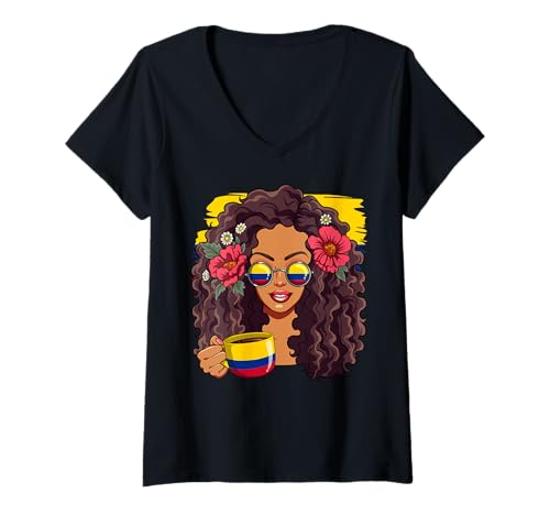 Damen Kolumbien T-Shirt mit V-Ausschnitt Damen Kolumbien T-Shirt mit V-Ausschnitt von Kolumbien Geschenke