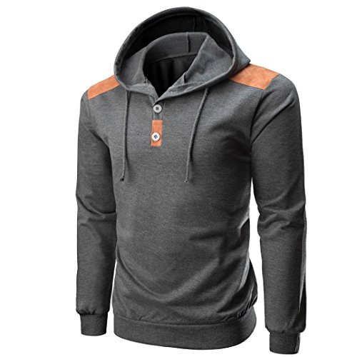 Kapuzenpullover Herren Kolylong® Herren Casual Sweatshirt mit Kapuze Slim Fit Pullover Hoodies Männer Kapuzenjacke Pulli Mantel Outwear Langarmshirt Top (M, Grau) von Koly-Herren Bekleidung