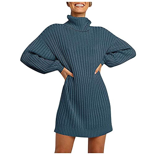 Strickkleid Damen Kolylong® Frauen Rollkragen Langarm pulloverkleid Schmale Passform Midikleid Elegant Einfarbige Etuikleid Pulli Causual Warme Winterkleid Strickpullover Kleider von Koly-Hundebett