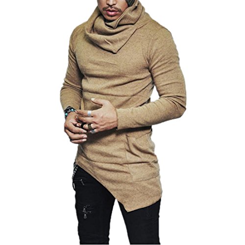 Sweatshirt Herren Kolylong® Herren Slim Fit Sweatshirt mit Rollkragen Herbst Winter Warm Pullover Beiläufig Langarmshirts Sport Hemd Basic Shirt Oberteil Tops (XL, Gelb) von Kolylong