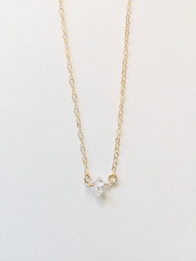Twinkle - Herkimer Diamant Layering Goldfill Halskette, Minimalist Kette, Zierliche Goldkette, Geschenk Für Brautjungfer Twinkle - Herkimer Diamant Layering Goldfill Halskette, Minimalist Kette, Zierliche Goldkette, Geschenk Für Brautjungfer von Komakai