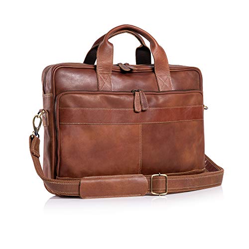 KomalC 40,6 cm (16 Zoll) Leder Aktentaschen Laptop Messenger Bag für Männer und Frauen Beste Büro Schule College Ranzen Tasche, hautfarben von KomalC