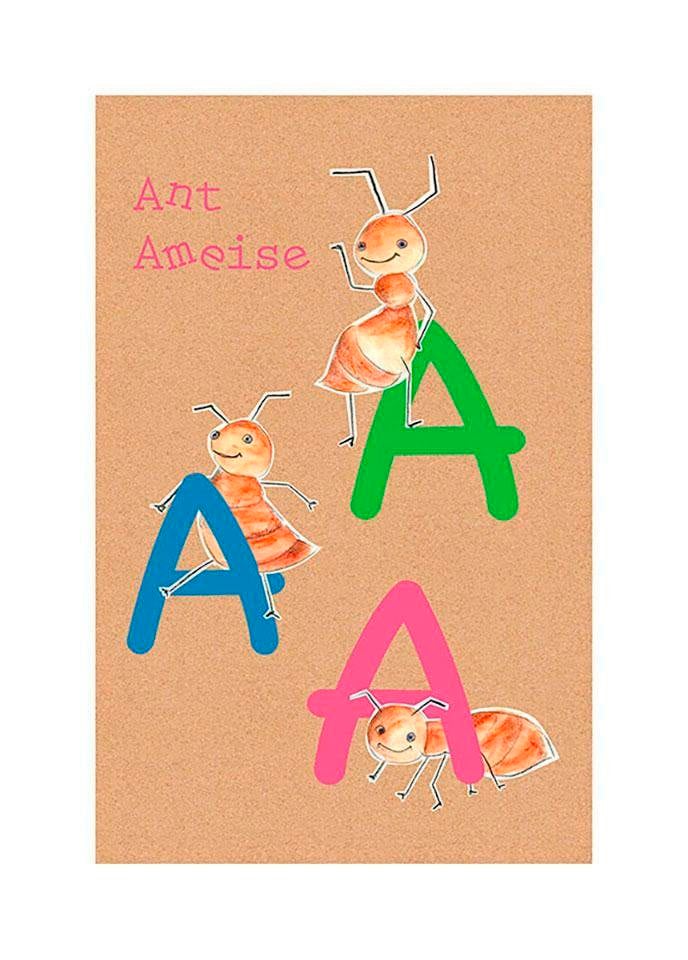 Komar Bild "ABC Animal A" Buchstaben 1 Stk. tlg. Wandbild zur Dekoration - ohne Rahmen von Komar
