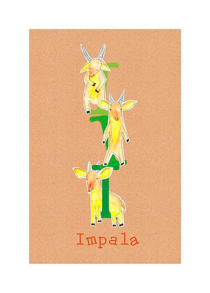 Komar Bild "ABC Animal I" Buchstaben 1 Stk. tlg. Wandbild zur Dekoration - ohne Rahmen von Komar