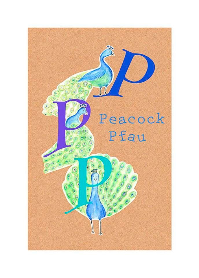 Komar Bild "ABC Animal P" Buchstaben 1 Stk. tlg. Wandbild zur Dekoration - ohne Rahmen von Komar