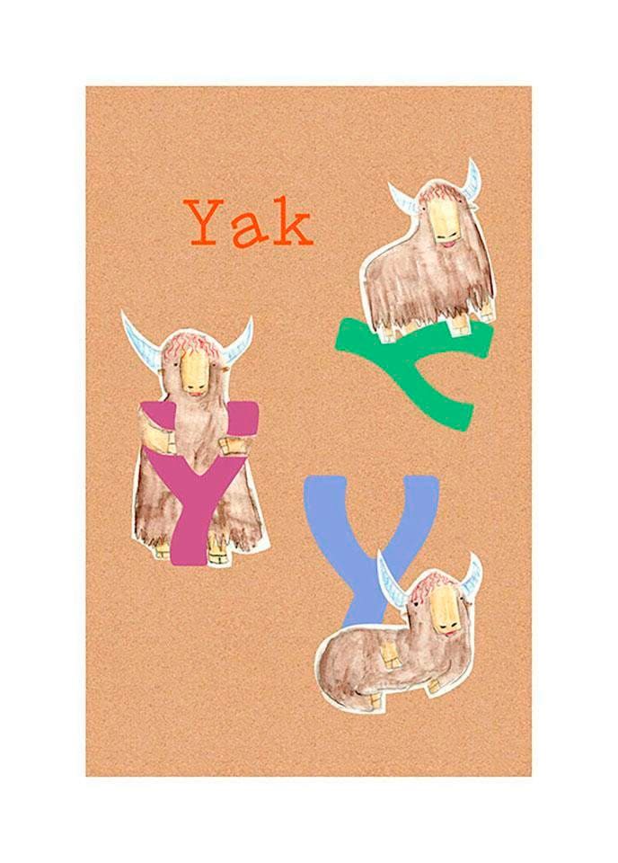 Komar Bild "ABC Animal Y" Buchstaben 1 Stk. tlg. Wandbild zur Dekoration - ohne Rahmen von Komar