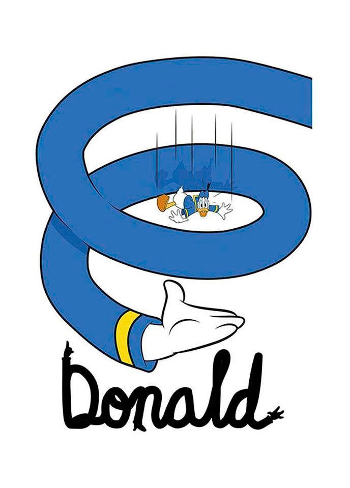 Komar Bild "Donald Duck Spiral" Disney 1 Stk. tlg. Wandbild zur Dekoration im Kinderzimmer - ohne Rahmen von Komar