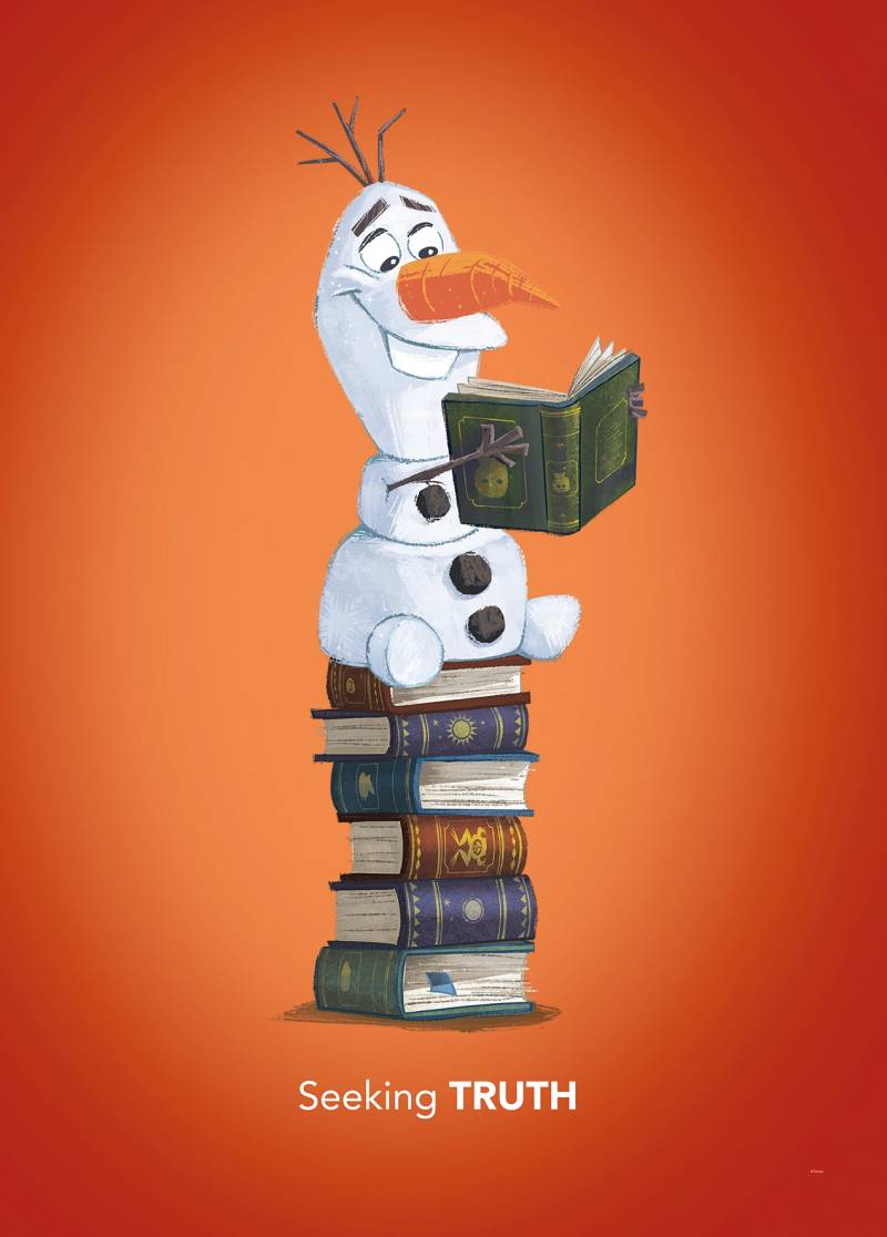 Komar Bild "Frozen Olaf Reading" Disney 1 Stk. tlg. Wandbild zur Dekoration im Kinderzimmer - ohne Rahmen von Komar