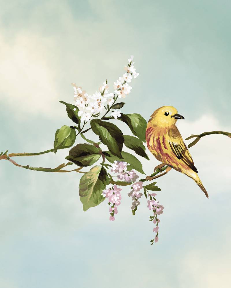 Komar Bild "Gazouillis des Oiseaux" Natur 1 Stk. tlg. Wandbild zur Dekoration - ohne Rahmen von Komar