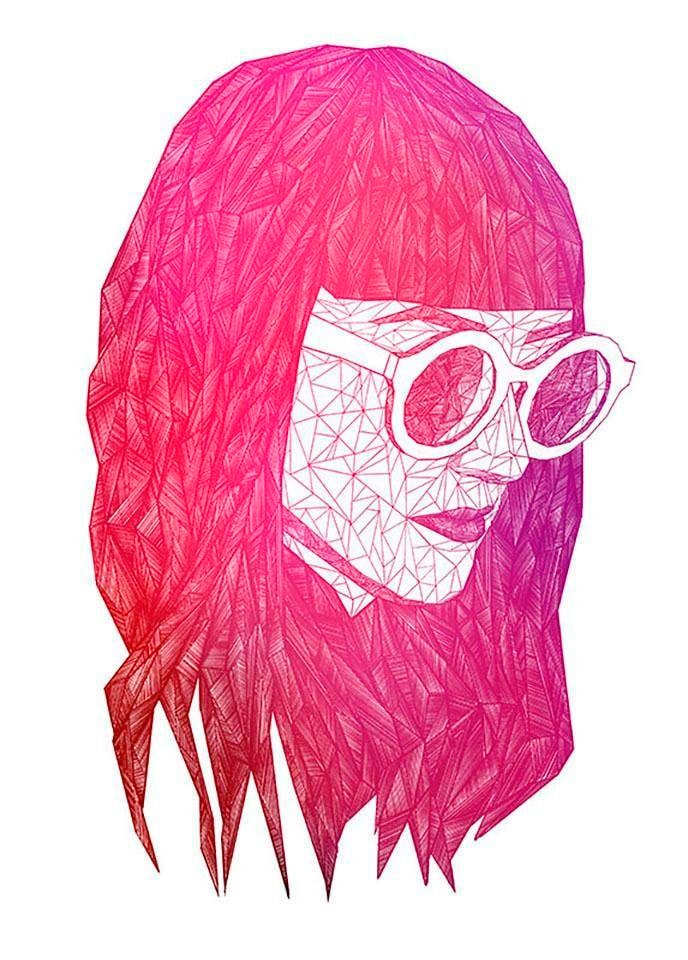 Komar Bild "Grid Pink" Porträts 1 Stk. tlg. Wandbild zur Dekoration - ohne Rahmen von Komar