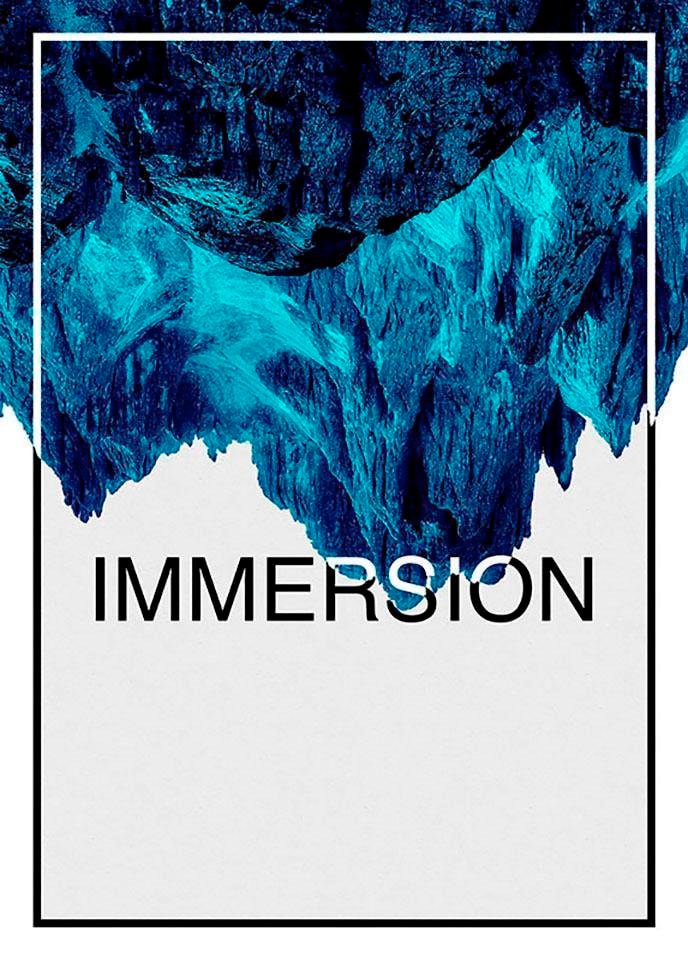 Komar Bild "Immersion Blue" Abstrakt  Sprüche & Texte 1 Stk. tlg. Wandbild zur Dekoration - ohne Rahmen von Komar