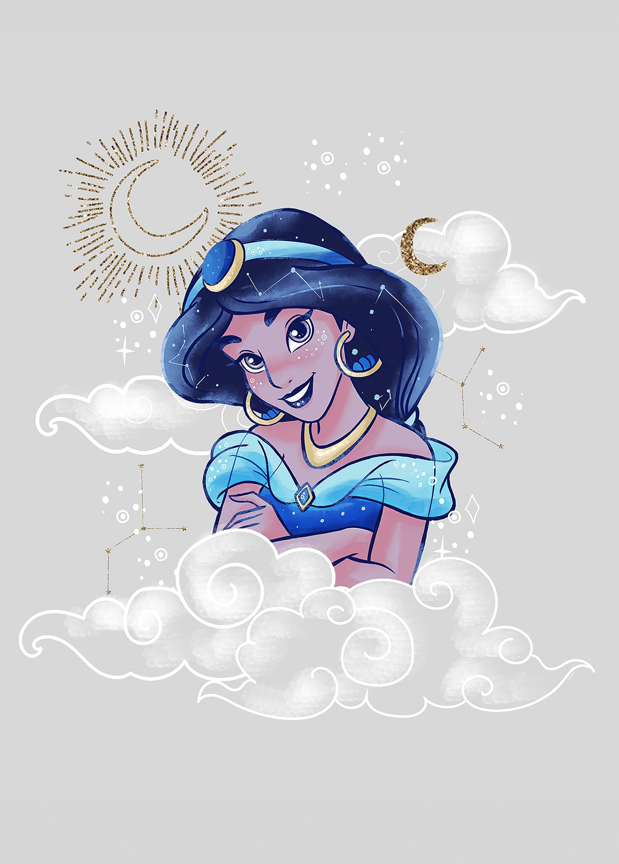 Komar Bild "Jasmin Clouds", Disney, (1 St.), Wandbild zur Dekoration im Kinderzimmer - ohne Rahmen von Komar