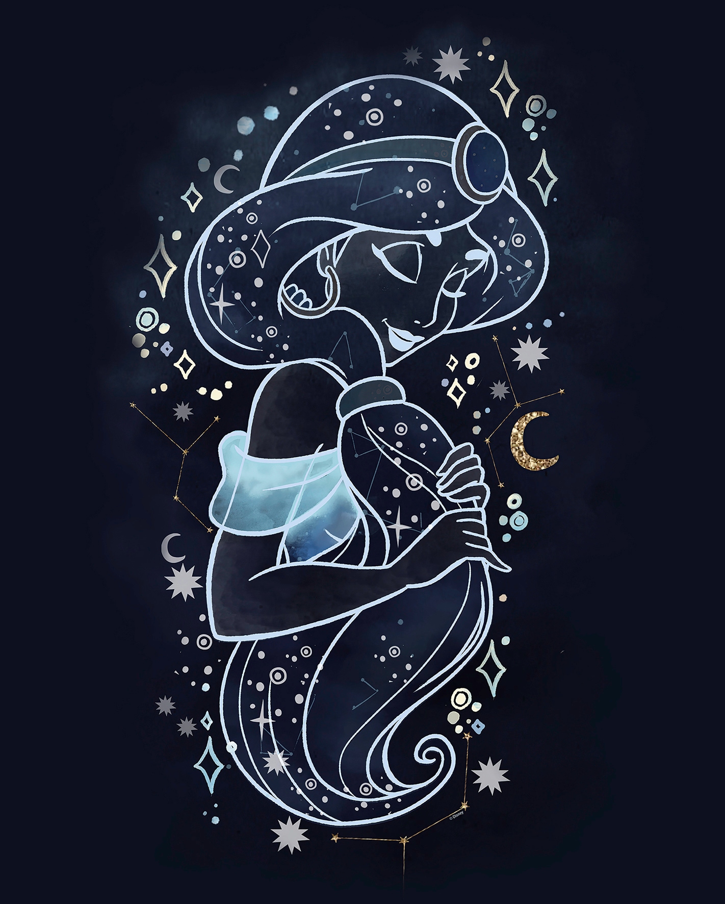 Komar Bild "Jasmin Stars" Disney 1 Stk. tlg. Wandbild zur Dekoration im Kinderzimmer - ohne Rahmen von Komar