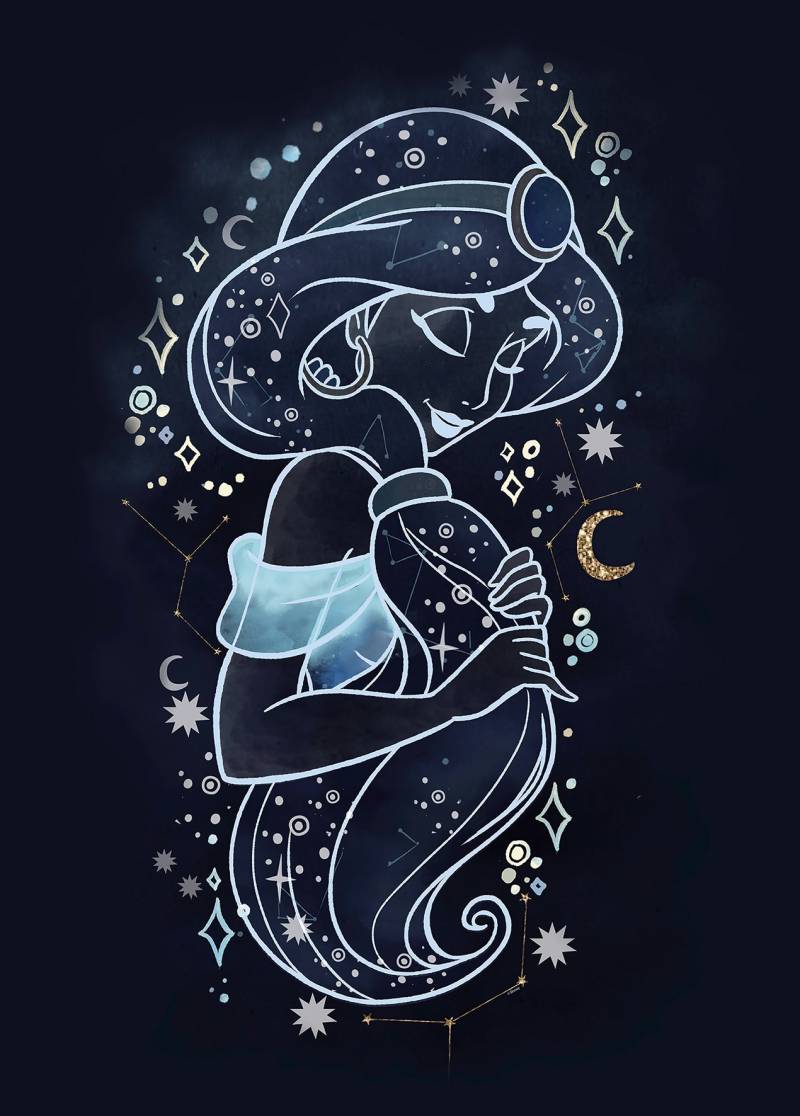 Komar Bild "Jasmin Stars" Disney 1 Stk. tlg. Wandbild zur Dekoration im Kinderzimmer - ohne Rahmen von Komar