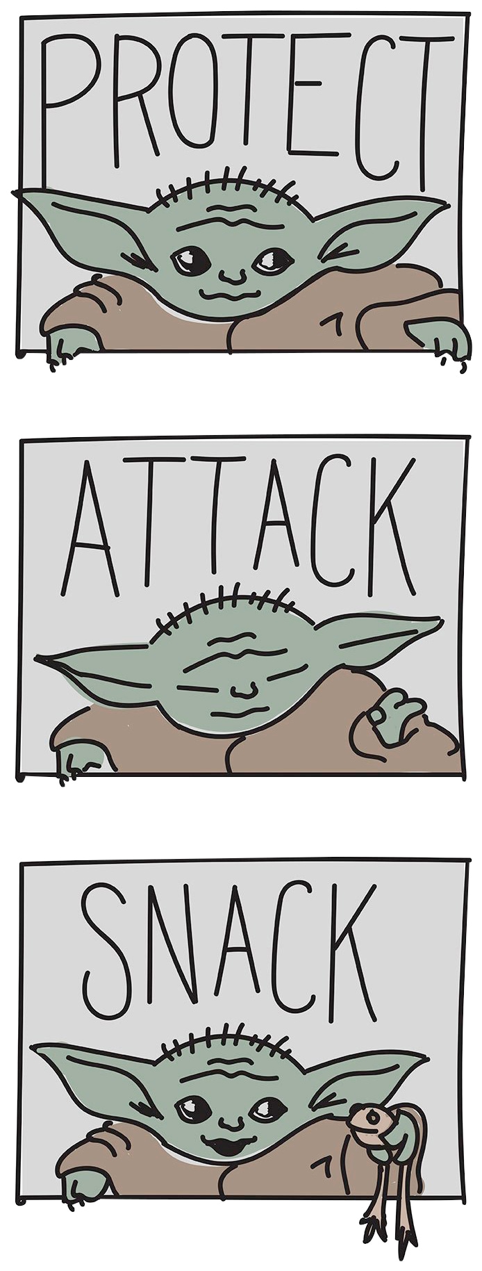 Komar Bild "Mandalorian The Child Protect Attack Snack" Disney  Star Wars 1 Stk. tlg. Wandbild zur Dekoration im Kinderzimmer - ohne Rahmen von Komar