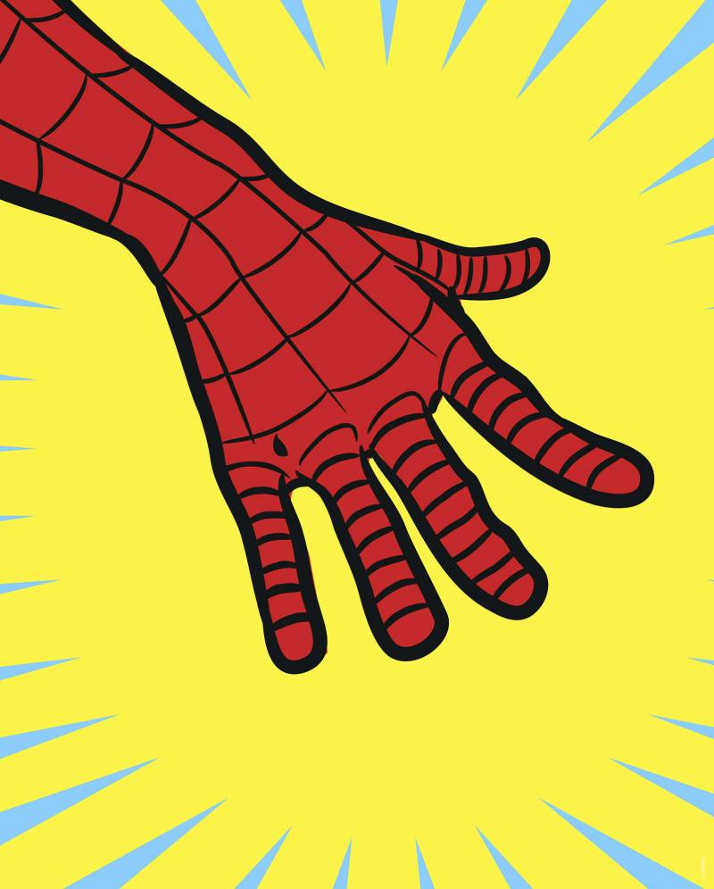 Komar Bild "Marvel PowerUp Spider-Man Hand" Disney 1 Stk. tlg. Wandbild zur Dekoration im Kinderzimmer - ohne Rahmen von Komar