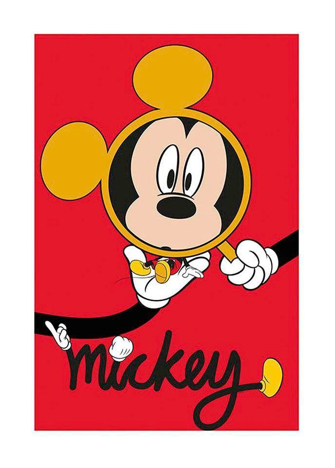 Komar Bild "Mickey Mouse Magnifying Glass" Disney 1 Stk. tlg. Wandbild zur Dekoration im Kinderzimmer - ohne Rahmen von Komar