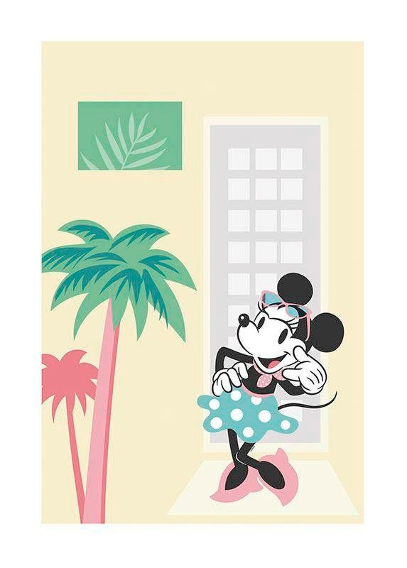 Komar Bild "Minnie Mouse Palms" Disney 1 Stk. tlg. Wandbild zur Dekoration im Kinderzimmer - ohne Rahmen von Komar
