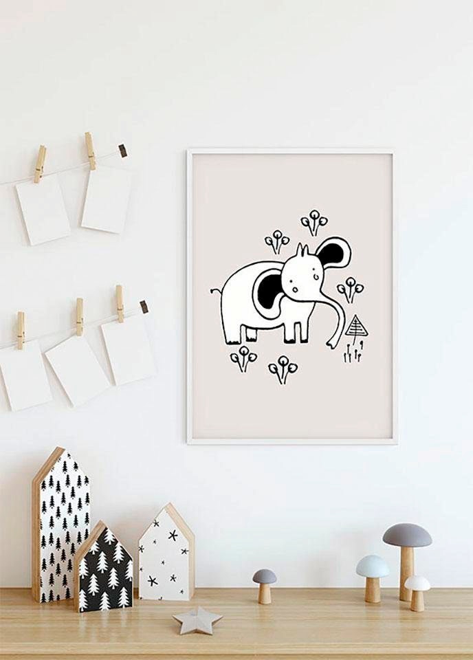 Komar Bild "Scribble Elephant" Tiere 1 Stk. tlg. Wandbild zur Dekoration - ohne Rahmen von Komar