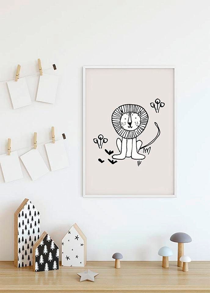 Komar Bild "Scribble Lion" Tiere 1 Stk. tlg. Wandbild zur Dekoration - ohne Rahmen von Komar