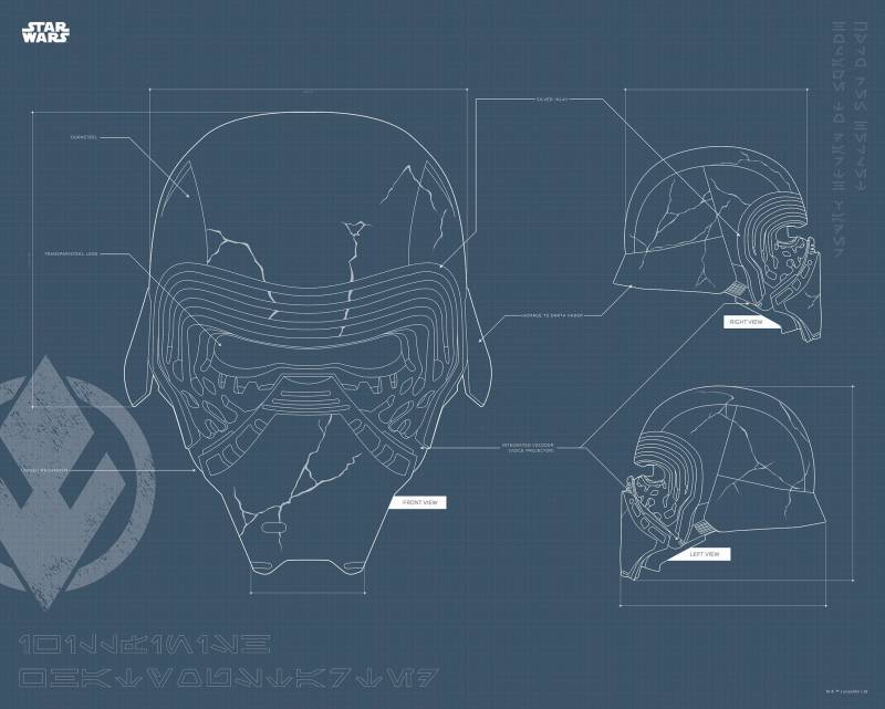 Komar Bild "Star Wars EP9 Blueprint Kylo Helmet" Star Wars 1 Stk. tlg. Wandbild zur Dekoration im Kinderzimmer - ohne Rahmen von Komar