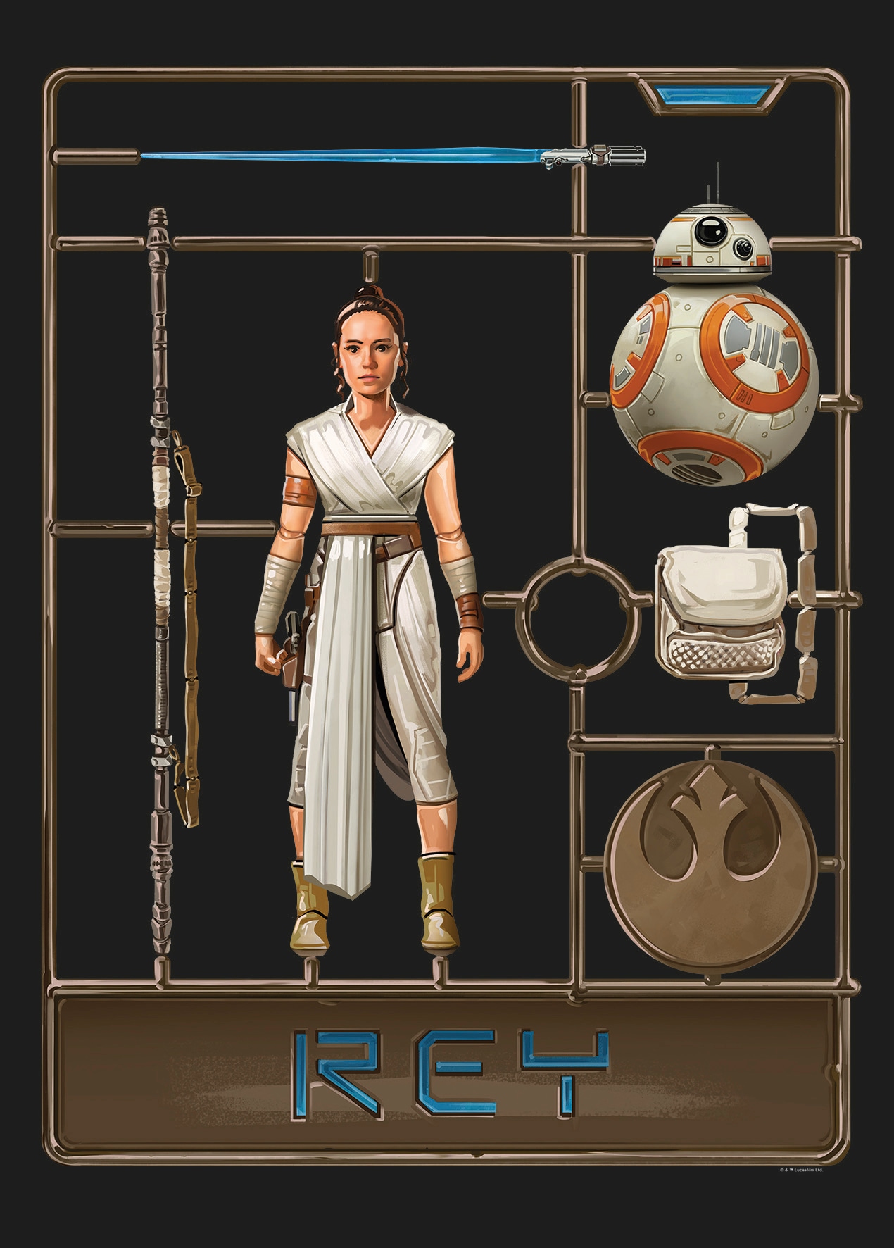 Komar Bild "Star Wars Toy Rey" Star Wars 1 Stk. tlg. Wandbild zur Dekoration im Kinderzimmer - ohne Rahmen von Komar