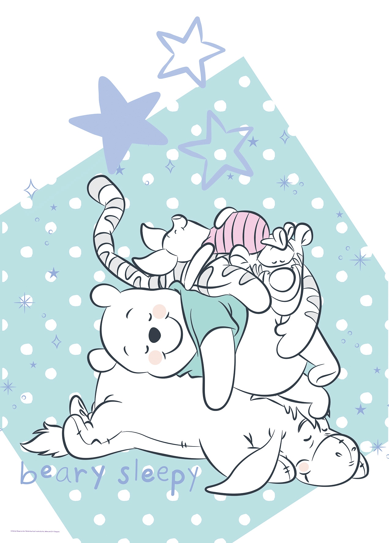 Komar Bild "Winnie the Pooh Beary Sleepy" Disney 1 Stk. tlg. Wandbild zur Dekoration im Kinderzimmer - ohne Rahmen von Komar