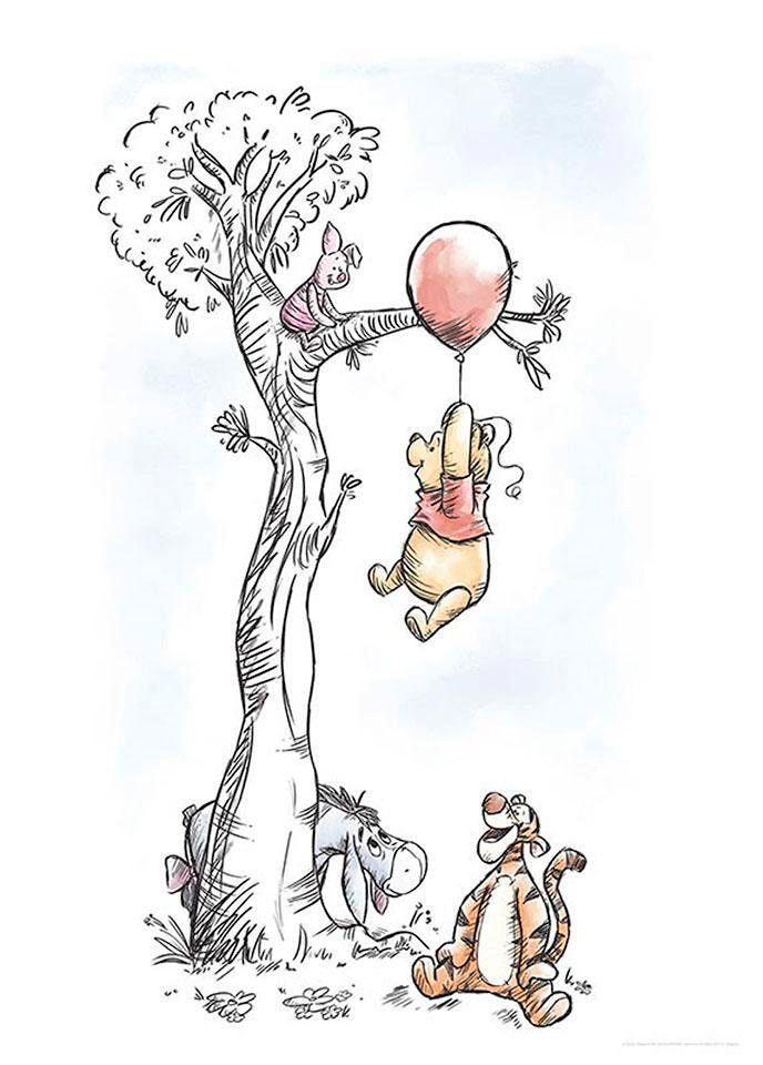 Komar Bild "Winnie the Pooh Hang on" Disney 1 Stk. tlg. Wandbild zur Dekoration im Kinderzimmer - ohne Rahmen von Komar
