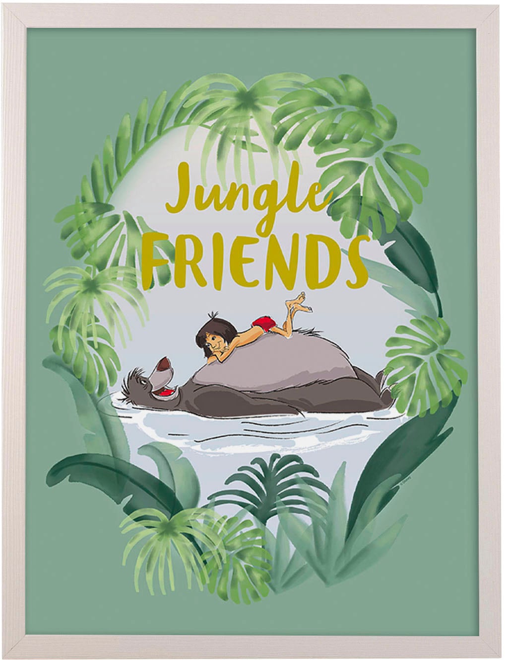 Komar Bild mit Rahmen "Bilderrahmen Holz White mit Wandbild "Jungle Book Friends" als Set" von Komar