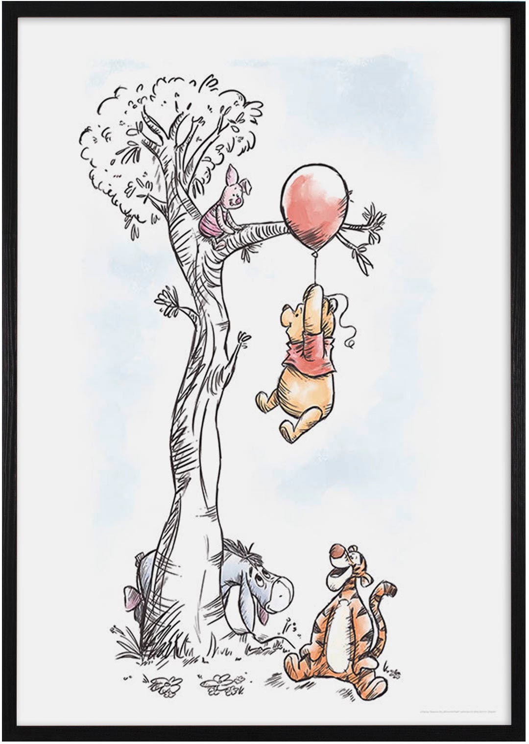 Komar Bild mit Rahmen "Bilderrahmen Holz Black mit Wandbild "Winnie The Pooh Hang on" als Set" von Komar