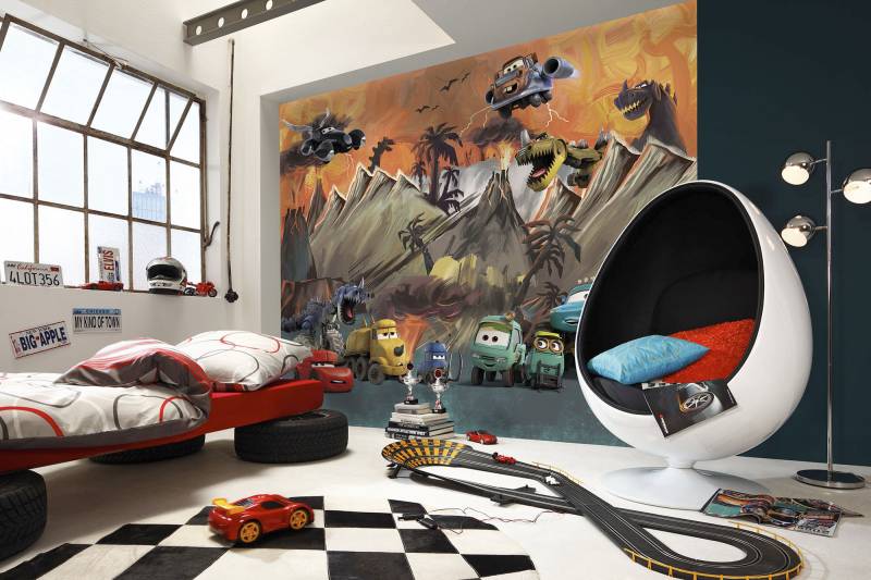 Komar Fototapete "Digitaldruck Vlies - Cars Carosaurus - Größe 300 x 250 cm" bedruckt glatt Kinderzimmer von Komar