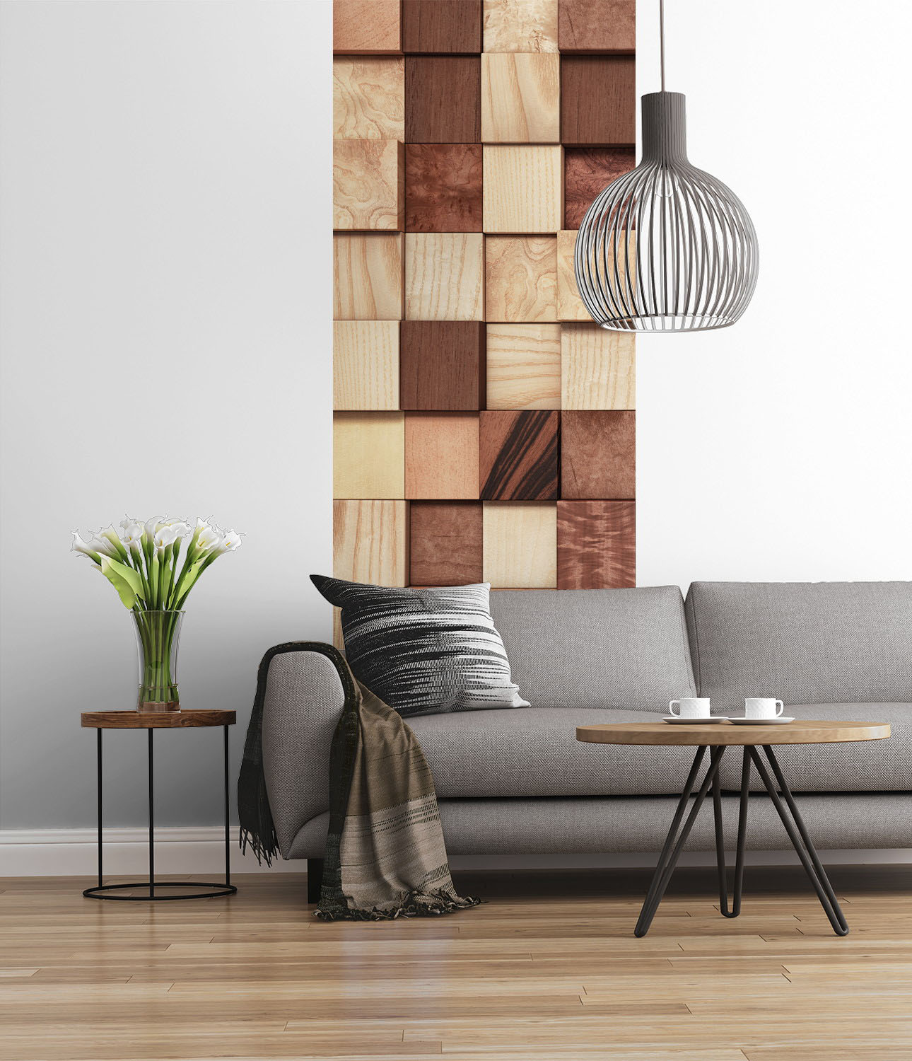 Komar Fototapete "Digitaldruck Vlies - Lumbercheck - Größe 100 x 280 cm" bedruckt glatt Wohnzimmer, Schlafzimmer von Komar