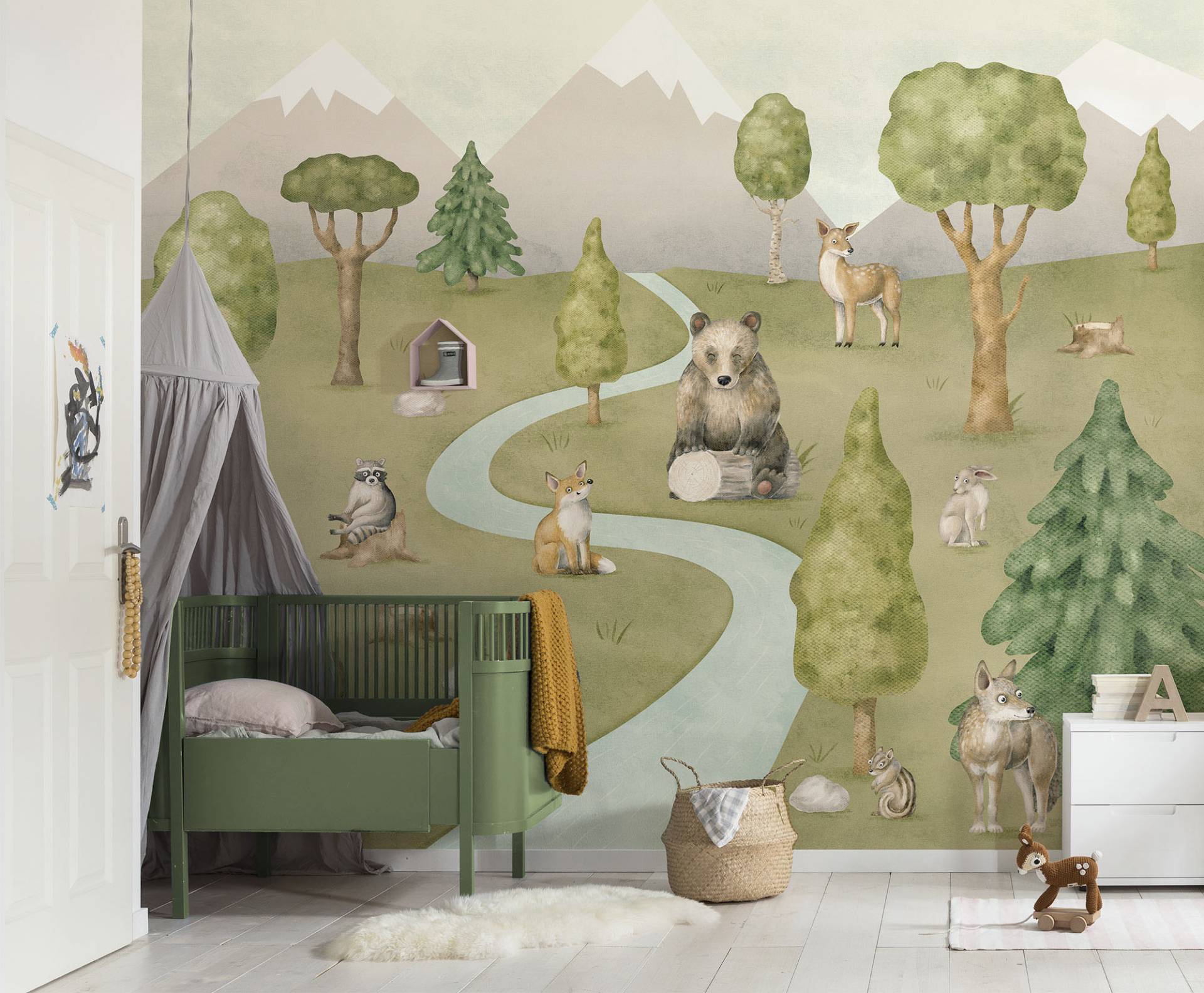 Komar Fototapete "Digitaldruck Vlies - Neighbor-wood Meetings - Größe 300 x 250 cm" bedruckt glatt Wohnzimmer, Schlafzimmer von Komar