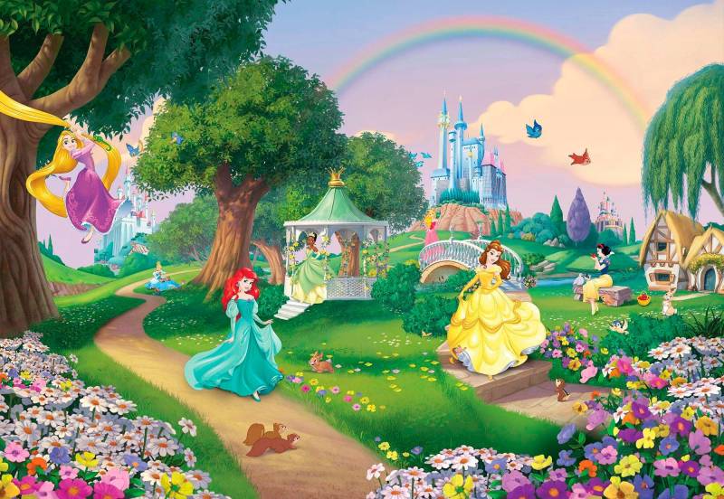 Komar Fototapete "Disney Princess Rainbow - Größe 368 x 254 cm" bedruckt glatt Kinderzimmer von Komar
