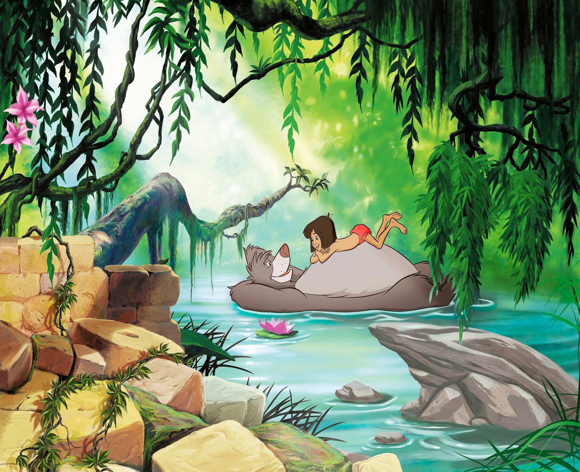 Komar Fototapete "Jungle book swimming with Baloo" von Komar