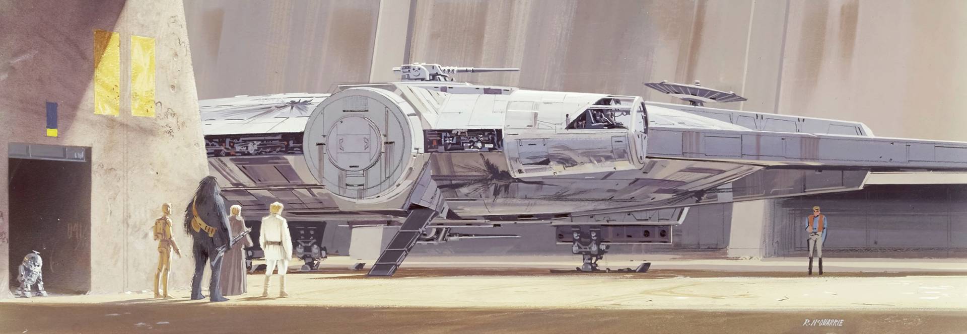 Komar Fototapete "STAR WARS Classic RMQ Millennium Falcon - Größe 368 x 127 cm" bedruckt glatt Kinderzimmer von Komar