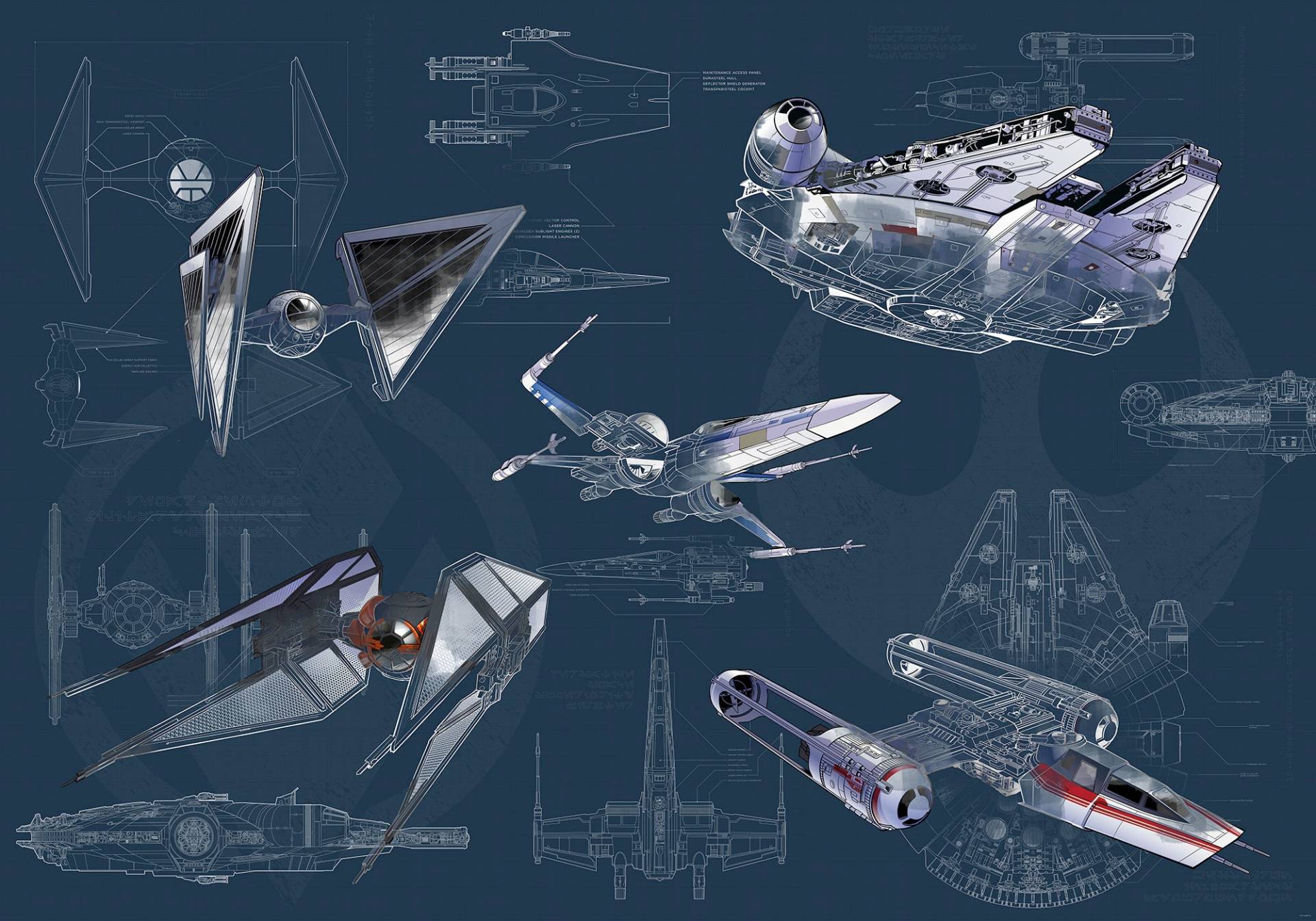 Komar Vliestapete "Star Wars Blueprint Dark" von Komar