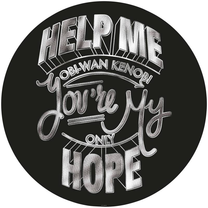 Komar Fototapete "Vlies selbstklebend - Star Wars Help Me Obi Wan - Größe 125 x 125 cm" bedruckt glatt Kinderzimmer von Komar