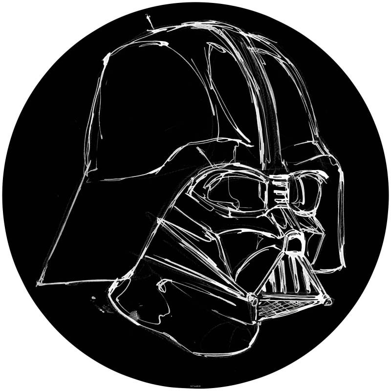 Komar Fototapete "Vlies selbstklebend - Star Wars Ink Vader - Größe 125 x 125 cm" bedruckt glatt Kinderzimmer von Komar